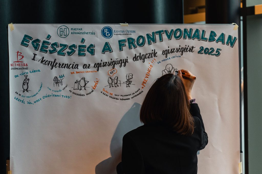 A konferencia témáit összefoglaló élő illusztráció készül.
